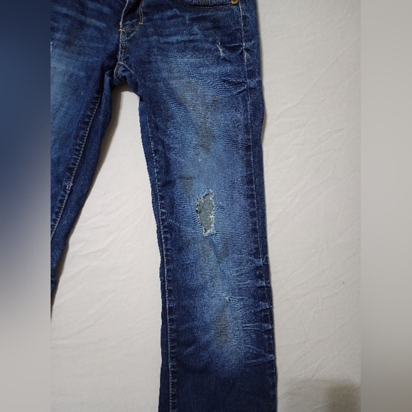 Decree Bootcut Jeans Women's 0 Blue Low Rise Medium Wash Cotton Distressed - Picture 2 of 12